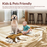 Ultra Soft Area Rug, Non Slip, Stain Resistant, Washable Area Rugs for Living Room, Bedroom, Chic Naturalist Sika Print(Beige)