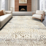 Ultra Soft Area Rug, Non Slip, Stain Resistant, Washable Area Rugs for Living Room, Bedroom, Minimalist Distressed Ogee Style(Beige)
