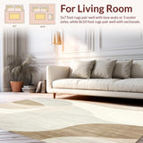 Ultra Soft Area Rug, Non Slip, Stain Resistant, Washable Area Rugs for Living Room, Bedroom, Elegant Beige Cream with Swirling Abstract Design(Beige)