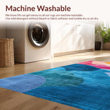 Ultra Soft Area Rug, Non Slip, Stain Resistant, Washable Area Rugs for Living Room, Bedroom, Handmade Abstract Pink Blue Living Room Rug(Blue)