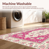 Ultra Soft Area Rug, Non Slip, Stain Resistant, Washable Area Rugs for Living Room, Bedroom, Whimsical Colorful Trellis Style(White)