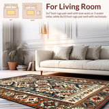 Ultra Soft Area Rug, Non Slip, Stain Resistant, Washable Area Rugs for Living Room, Bedroom, Transitional Richly Colored Design(Brown)