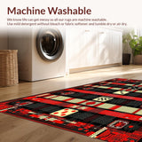 Ultra Soft Area Rug, Non Slip, Stain Resistant, Washable Area Rugs for Living Room, Bedroom, Retro Charm with Geometric Flair(Red)