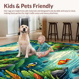 Ultra Soft Area Rug, Non Slip, Stain Resistant, Washable Area Rugs for Living Room, Bedroom, Multi-Color Outdoor Inspired Stain-Resistant Rug(Green)