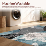 Ultra Soft Area Rug, Non Slip, Stain Resistant, Washable Area Rugs for Living Room, Bedroom, Abstract Blue Geometric Living Room Stain-Resistant Rug(Gray)