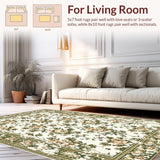 Ultra Soft Area Rug, Non Slip, Stain Resistant, Washable Area Rugs for Living Room, Bedroom, Neutral Floral Nursery Non Slip Washable Rug(Beige)