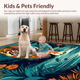 Ultra Soft Area Rug, Non Slip, Stain Resistant, Washable Area Rugs for Living Room, Bedroom, Unique Colorful Jungle Inspired Runner(Orange)