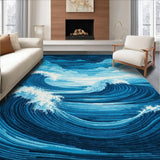 Ultra Soft Area Rug, Non Slip, Stain Resistant, Washable Area Rugs for Living Room, Bedroom, Serene Blue Tidal Texture(Blue)