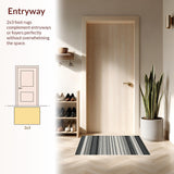 Ultra Soft Area Rug, Non Slip, Stain Resistant, Washable Area Rugs for Living Room, Bedroom, Stylish Striped Rug, Black & White(Black)