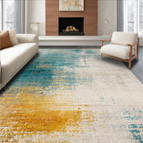 Ultra Soft Area Rug, Non Slip, Stain Resistant, Washable Area Rugs for Living Room, Bedroom, Vibrant Ombre Circle Rug in Distressed Blue Shades with Modern Touch(Blue)