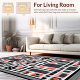 Ultra Soft Area Rug, Non Slip, Stain Resistant, Washable Area Rugs for Living Room, Bedroom, Striking Geometric Artful Arrangement(Black)