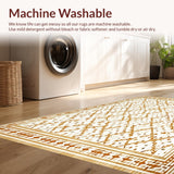 Ultra Soft Area Rug, Non Slip, Stain Resistant, Washable Area Rugs for Living Room, Bedroom, Modern Farmhouse Area Featuring Subtle Geometric Lattice and Neutral Palette(Beige)