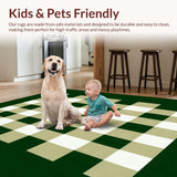 Ultra Soft Area Rug, Non Slip, Stain Resistant, Washable Area Rugs for Living Room, Bedroom, Sleek Minimalist Grid Formation(Green)
