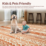 Ultra Soft Area Rug, Non Slip, Stain Resistant, Washable Area Rugs for Living Room, Bedroom, Boho Inspired Beige Runner With Artisanal Tribal Geometric Design(Orange)