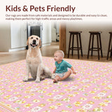 Ultra Soft Area Rug, Non Slip, Stain Resistant, Washable Area Rugs for Living Room, Bedroom, Enchanting Petal Inspired Design(Pink)