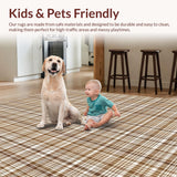 Ultra Soft Area Rug, Non Slip, Stain Resistant, Washable Area Rugs for Living Room, Bedroom, Sophisticated Abstract Square Layout(Brown)