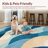 Ultra Soft Area Rug, Non Slip, Stain Resistant, Washable Area Rugs for Living Room, Bedroom, Marine Life Play Area Rug Kids Washable Floor Mat(Blue)