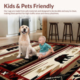 Ultra Soft Area Rug, Non Slip, Stain Resistant, Washable Area Rugs for Living Room, Bedroom, Striking Ethnic Bear Graphic(Brown)