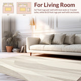 Ultra Soft Area Rug, Non Slip, Stain Resistant, Washable Area Rugs for Living Room, Bedroom, Long Runner Featuring a Subtle Wave Design in Beige(Beige)