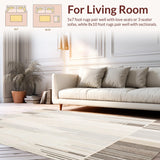 Ultra Soft Area Rug, Non Slip, Stain Resistant, Washable Area Rugs for Living Room, Bedroom, Malilinao Modern High Low Area Cream Beige Gray(Beige)