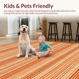 Ultra Soft Area Rug, Non Slip, Stain Resistant, Washable Area Rugs for Living Room, Bedroom, Warm Fall-Inspired Pattern Design(Orange)
