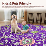 Ultra Soft Area Rug, Non Slip, Stain Resistant, Washable Area Rugs for Living Room, Bedroom, Rustic Abstract Nature Inspired(Purple)