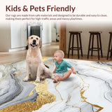 Ultra Soft Area Rug, Non Slip, Stain Resistant, Washable Area Rugs for Living Room, Bedroom, Artful Fluid Motion Decor(Gray)