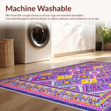Ultra Soft Area Rug, Non Slip, Stain Resistant, Washable Area Rugs for Living Room, Bedroom, Rustic Lattice Style Aesthetic(Purple)