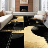 Ultra Soft Area Rug, Non Slip, Stain Resistant, Washable Area Rugs for Living Room, Bedroom, Chic Black and Gold Fusion(Gold)