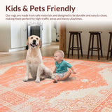 Ultra Soft Area Rug, Non Slip, Stain Resistant, Washable Area Rugs for Living Room, Bedroom, Refined Geometric Terracotta Palette(Orange)