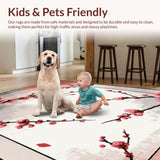 Ultra Soft Area Rug, Non Slip, Stain Resistant, Washable Area Rugs for Living Room, Bedroom, Stylish Dark Floral Serenity Pattern(Pink)