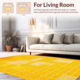 Ultra Soft Area Rug, Non Slip, Stain Resistant, Washable Area Rugs for Living Room, Bedroom, Modern Yellow Geometric Living Room Area Rug(Yellow)