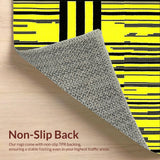 Ultra Soft Area Rug, Non Slip, Stain Resistant, Washable Area Rugs for Living Room, Bedroom, Bold Graphic Black and Cream(Yellow)