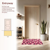 Ultra Soft Area Rug, Non Slip, Stain Resistant, Washable Area Rugs for Living Room, Bedroom, Fluffy Pink Leopard Rug for Girls Bedroom(Pink)