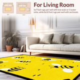 Ultra Soft Area Rug, Non Slip, Stain Resistant, Washable Area Rugs for Living Room, Bedroom, Joyful Garden-Inspired Round Mat(Yellow)