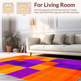 Ultra Soft Area Rug, Non Slip, Stain Resistant, Washable Area Rugs for Living Room, Bedroom, Artistic Energetic Motion Elements(Purple)
