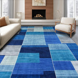 Ultra Soft Area Rug, Non Slip, Stain Resistant, Washable Area Rugs for Living Room, Bedroom, Stylish Modern Blue Tiled Motif(Blue)