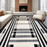 Ultra Soft Area Rug, Non Slip, Stain Resistant, Washable Area Rugs for Living Room, Bedroom, Black & White Geometric Stripe Rug Front Porch Elegance(Gray)