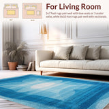 Ultra Soft Area Rug, Non Slip, Stain Resistant, Washable Area Rugs for Living Room, Bedroom, Charming Ribbon Bow Rug Microfiber Preppy Aesthetic Scalloped Edge Bath Mat(Blue)