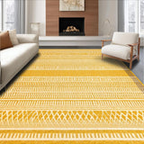 Ultra Soft Area Rug, Non Slip, Stain Resistant, Washable Area Rugs for Living Room, Bedroom, Eclectic Crochet Border Design(Gold)