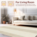 Ultra Soft Area Rug, Non Slip, Stain Resistant, Washable Area Rugs for Living Room, Bedroom, Elegant Reversible Natural Weave(Beige)