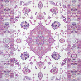 Ultra Soft Area Rug, Non Slip, Stain Resistant, Washable Area Rugs for Living Room, Bedroom, Elegant Lavender Floral Motif(White)