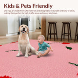 Ultra Soft Area Rug, Non Slip, Stain Resistant, Washable Area Rugs for Living Room, Bedroom, Cute Fruity Graphic Style(Pink)