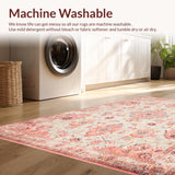Ultra Soft Area Rug, Non Slip, Stain Resistant, Washable Area Rugs for Living Room, Bedroom, Gorgeous Timeless Print Design(Pink)