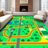 Ultra Soft Area Rug, Non Slip, Stain Resistant, Washable Area Rugs for Living Room, Bedroom, Colorful Urban Traffic Adventure Rug(Green)