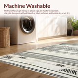 Ultra Soft Area Rug, Non Slip, Stain Resistant, Washable Area Rugs for Living Room, Bedroom, Rustic Minimalist Diamond Pattern(White)