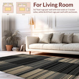 Ultra Soft Area Rug, Non Slip, Stain Resistant, Washable Area Rugs for Living Room, Bedroom, Rustic Earthy Striped Aesthetic(Gray)