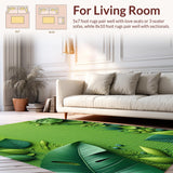 Ultra Soft Area Rug, Non Slip, Stain Resistant, Washable Area Rugs for Living Room, Bedroom, 3D Leaf Shaggy Bath Mat with Non-Slip Absorbent Design(Green)