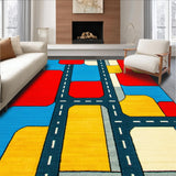 Ultra Soft Area Rug, Non Slip, Stain Resistant, Washable Area Rugs for Living Room, Bedroom, Playful Green Urban Adventure Mat(Red)