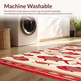 Ultra Soft Area Rug, Non Slip, Stain Resistant, Washable Area Rugs for Living Room, Bedroom, Rustic Red Aquatic Design(Red)